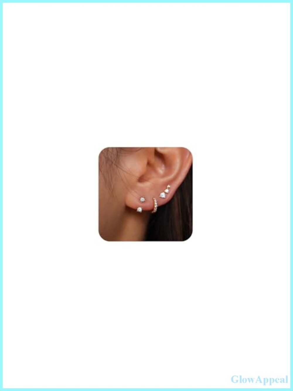 14K Gold Plated Huggie Hoop Earrings Set with CZ Studs